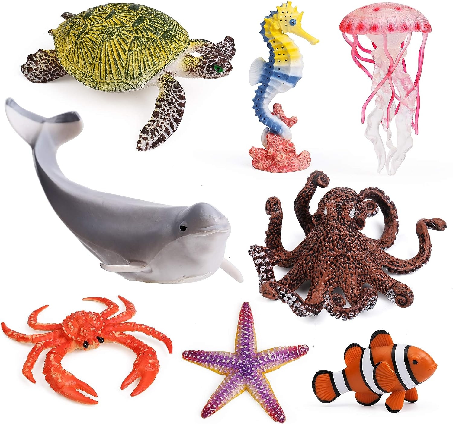 UANDME 8pcs Sea Animal Figures Realistic Ocean Animal Figurines Toy Playset for Kids Cake Toppers Decoration