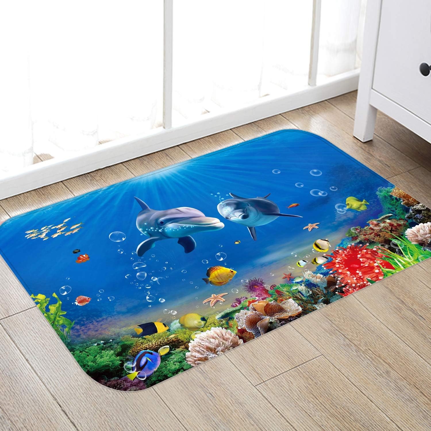 Underwater World Dolphin Print 17MM Thick Memory Foam Bathroom Carpet and Door Mat Non-Slip Absorbent Super Bath Mats - Image 29