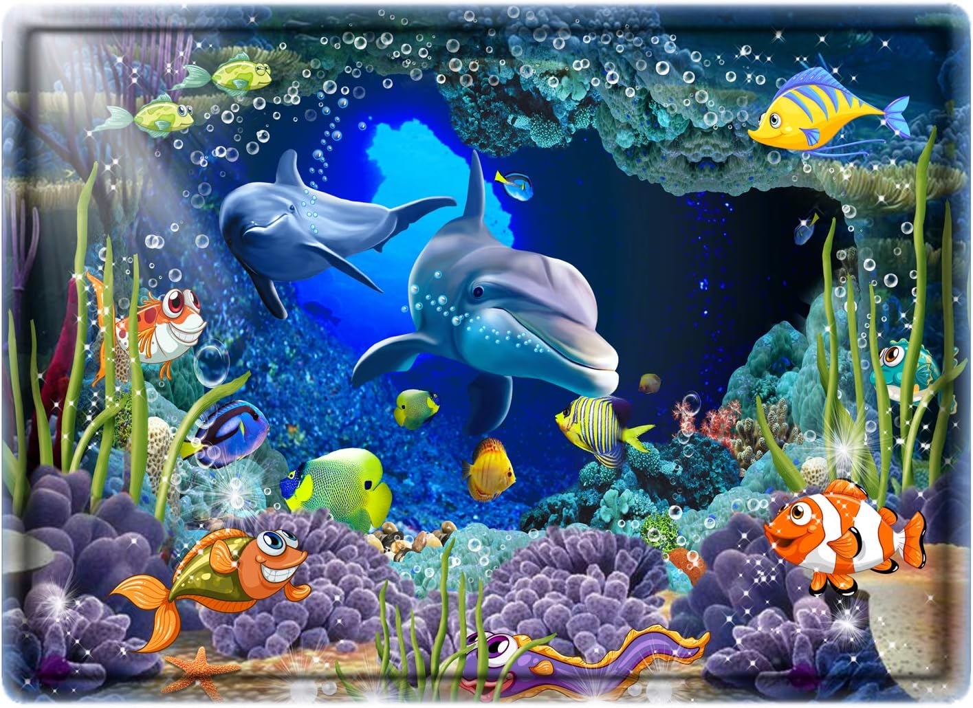 Underwater World Dolphin Print 17MM Thick Memory Foam Bathroom Carpet and Door Mat Non-Slip Absorbent Super Bath Mats - Image 47
