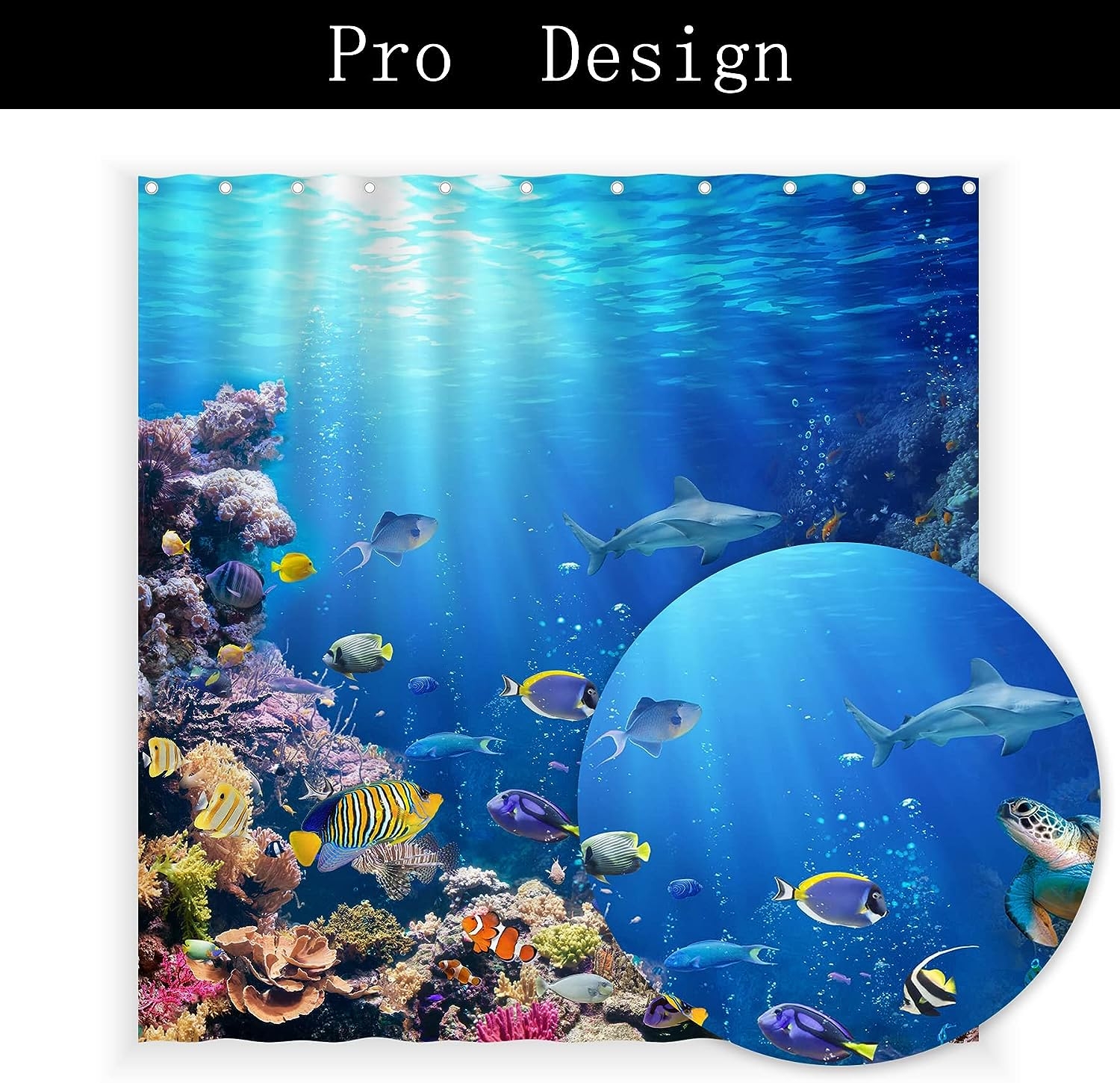 Swepuck Under The Sea Shower Curtain for Bathroom Ocean Tropical Underwater World Coral Fishes Turtle Home Decoration with 12 - Image 6