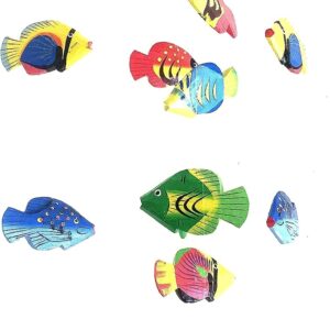 Fish Wind Chime Wooden Hand Painted Fish Mobile Tropical Fish Nautical Decor - OMA Brand (Large)