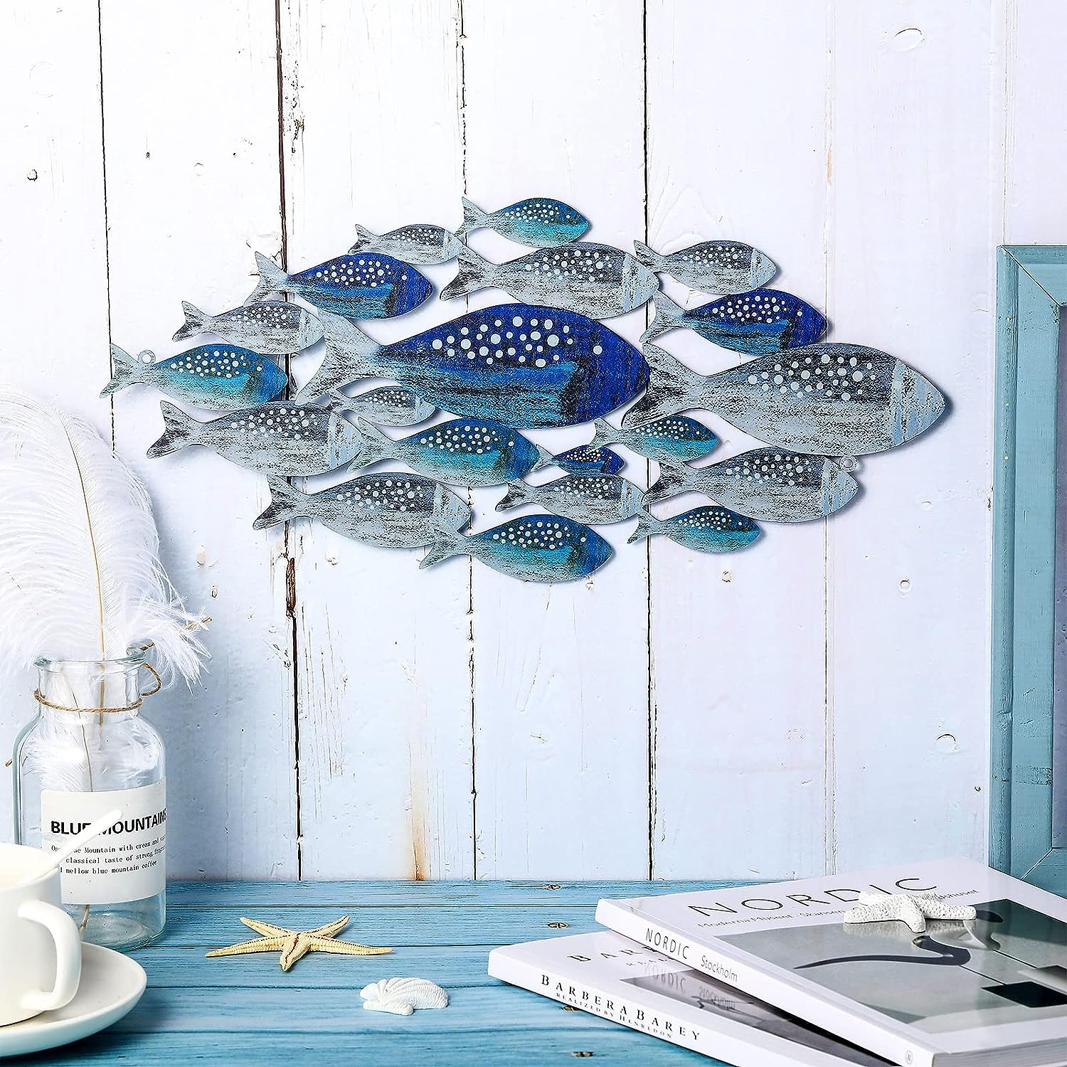 Metal Fish Wall Decor Handcrafted Fish Art Summer Metal Wall Sculpture Marine Decor for Coastal Nautical Beach or Boat Decor - Image 13
