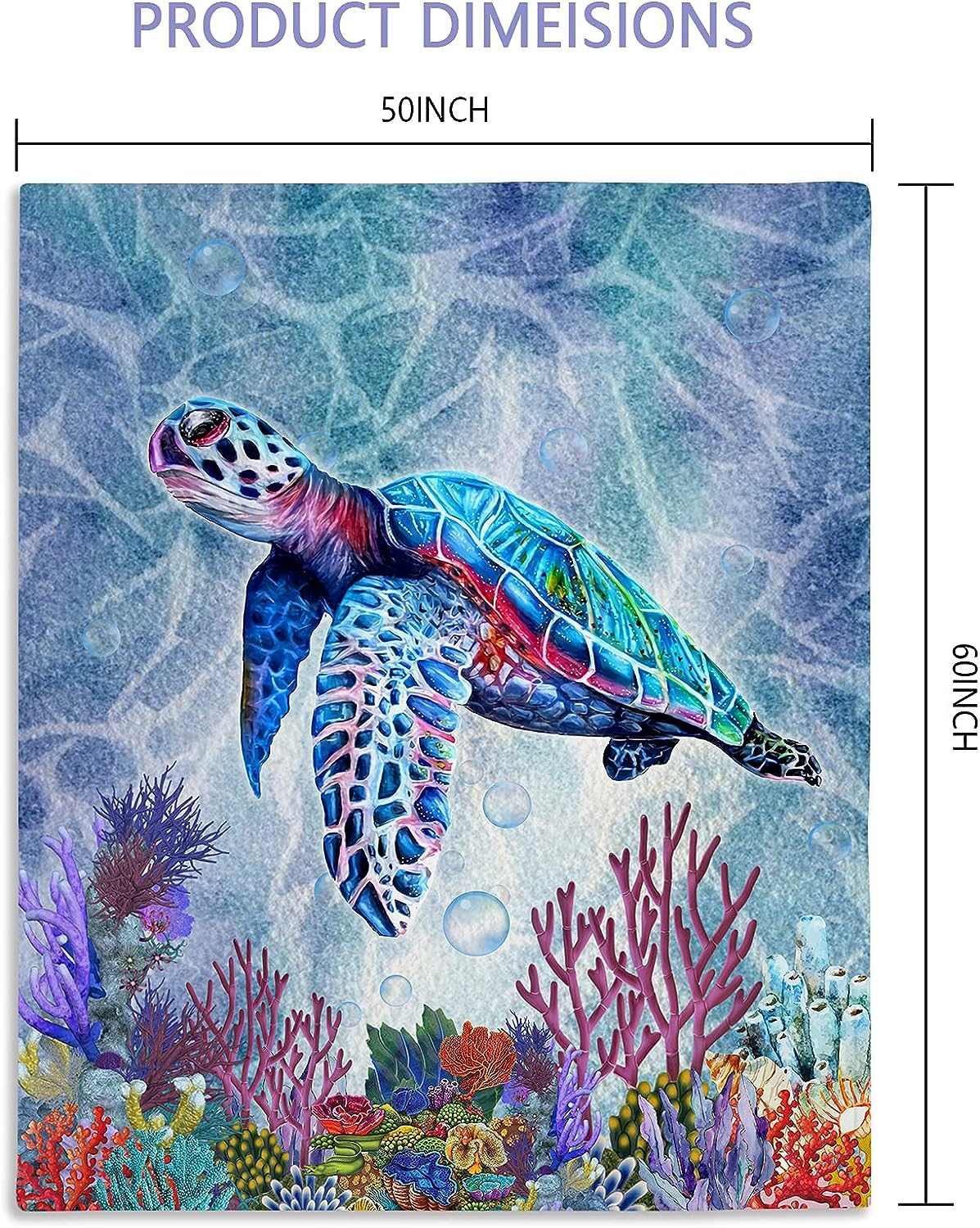 Joyloce Sea Turtle Flannel Fleece Throw Blanket 60"x50", Ocean Animal Tortoise Birthday Gifts Idea Throws and Blankets, - Image 4