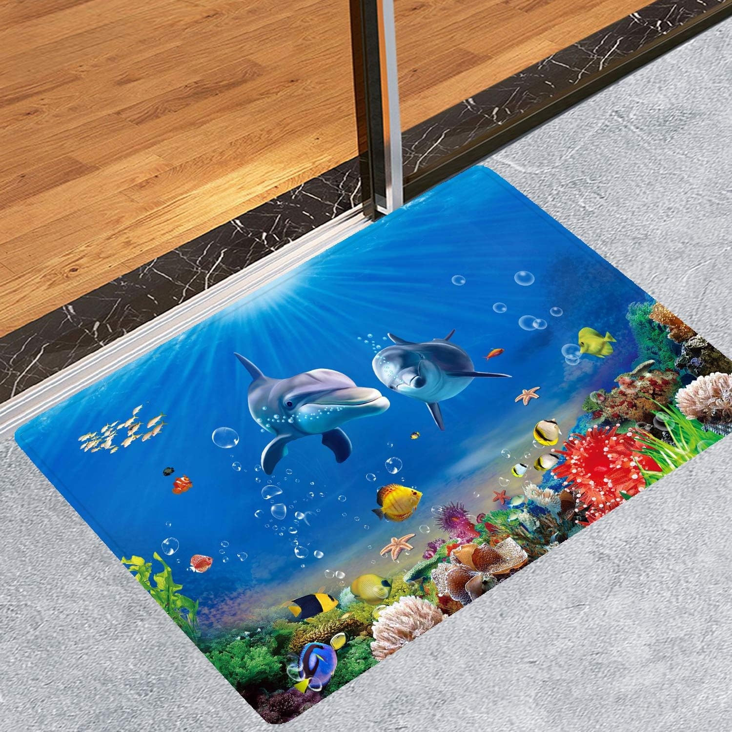 Underwater World Dolphin Print 17MM Thick Memory Foam Bathroom Carpet and Door Mat Non-Slip Absorbent Super Bath Mats - Image 30
