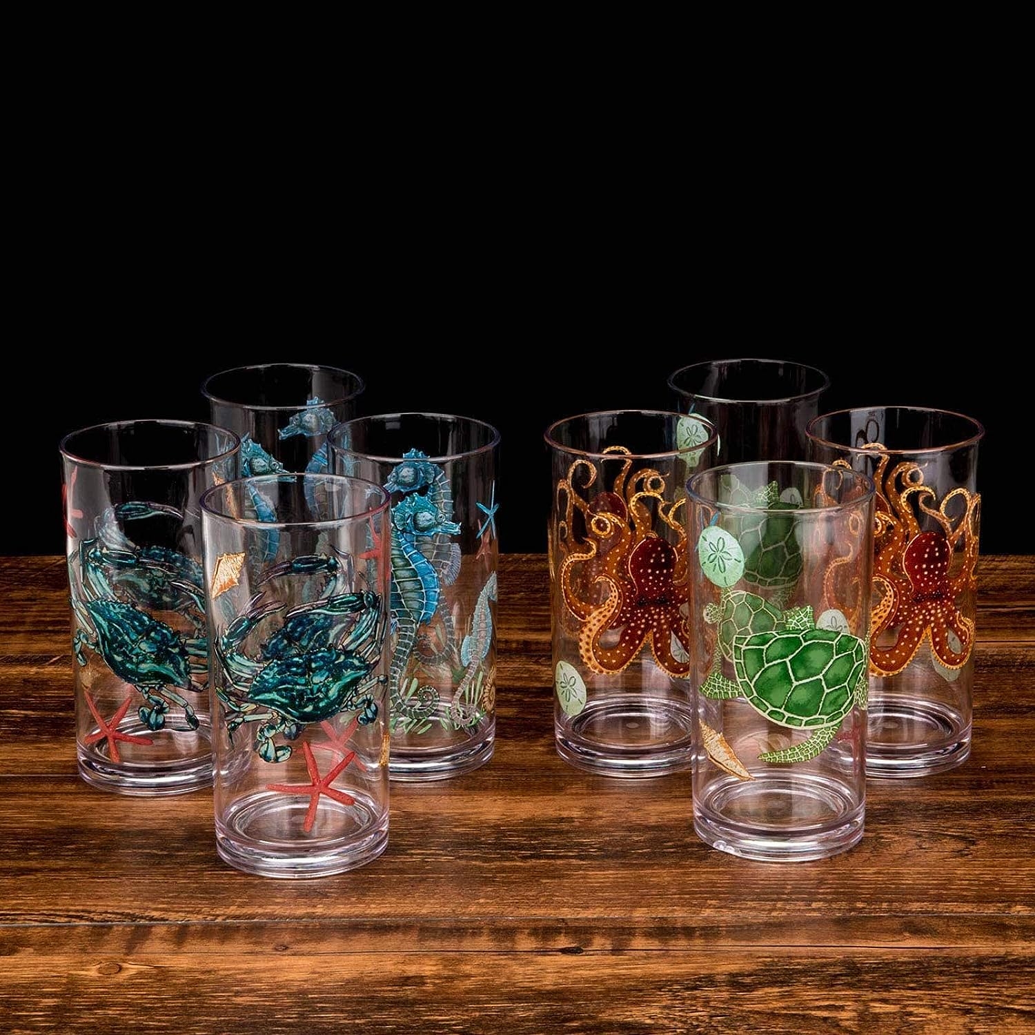 KX-WARE Sea Ocean Life 20-ounce Plastic Tumbler Drinking Glasses Mixed Drinkware Sets, set of 4 - Image 5