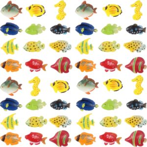 Boao 48 Pieces Tropical Fish Figure Play Set,Tropical Fish Party Favors, Assorted Plastic Fish Toys,