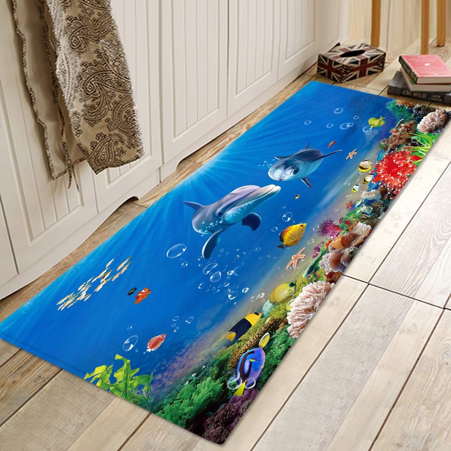 Underwater World Dolphin Print 17MM Thick Memory Foam Bathroom Carpet and Door Mat Non-Slip Absorbent Super Bath Mats - Image 10