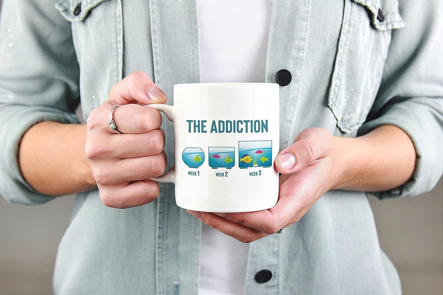 Make Your Mark Design Aquarium or Fish Keeping Addiction White Ceramic Coffee & Tea Mug (11oz)