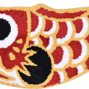 Feblilac Cute Fish Bath Mat, Japanese Koi Flag Soft Bathroom Mats, Water Absorbent Non-Slip Bathroom Mat, Machine Washable