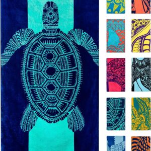 Nova Blue Tropical Fish Beach Towel (34 X 63) – Bright Red & Blue Packable Beach Towel Made from 100% Cotton – Vibrant