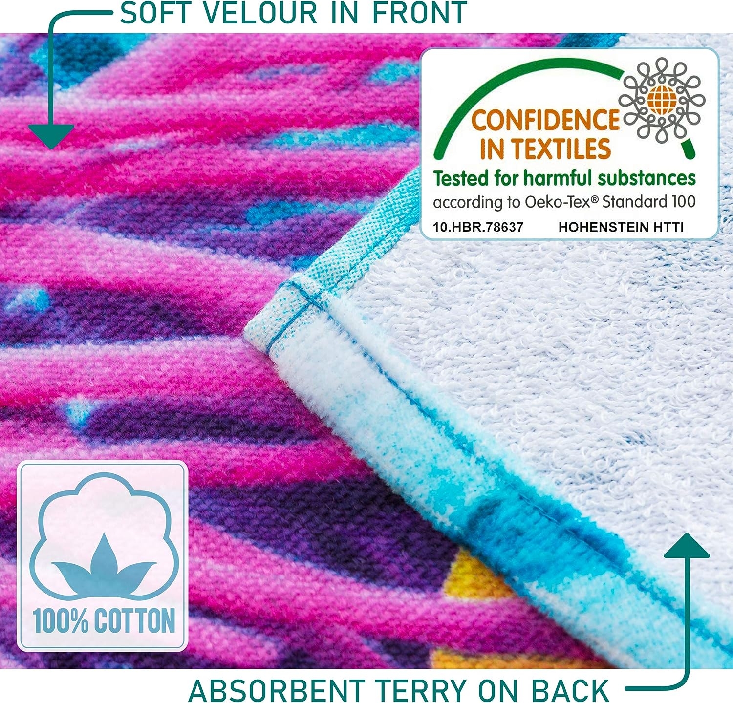 Softerry Tropical Island Beach Towel 30 x 60 inch 100% Cotton Coral Reef and Fishes - Image 4