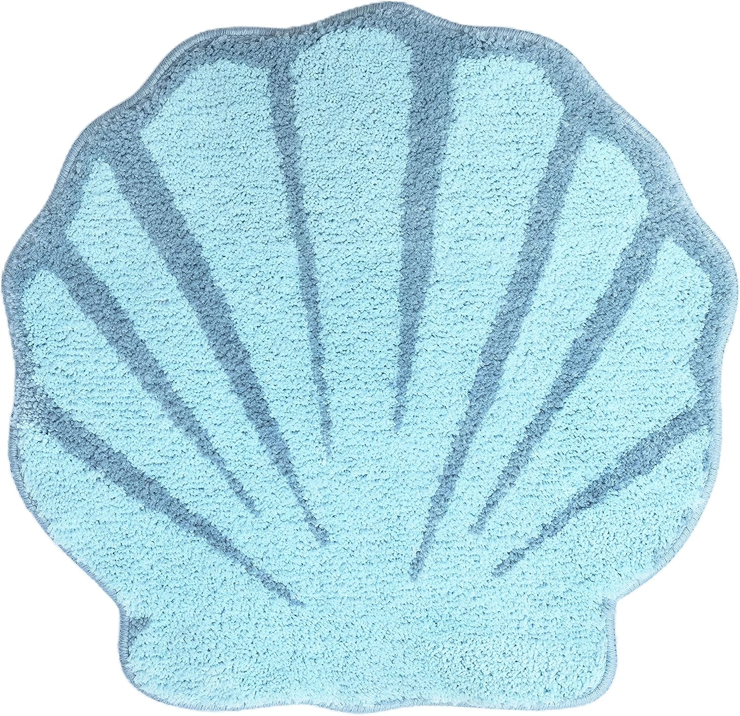 UNIBATH Seashell Bathroom Rugs and Mat Cute Beach Bath Mat for Kids Cartoon Sea Bathroom Decor Aqua Blue Bath Rugs Plush