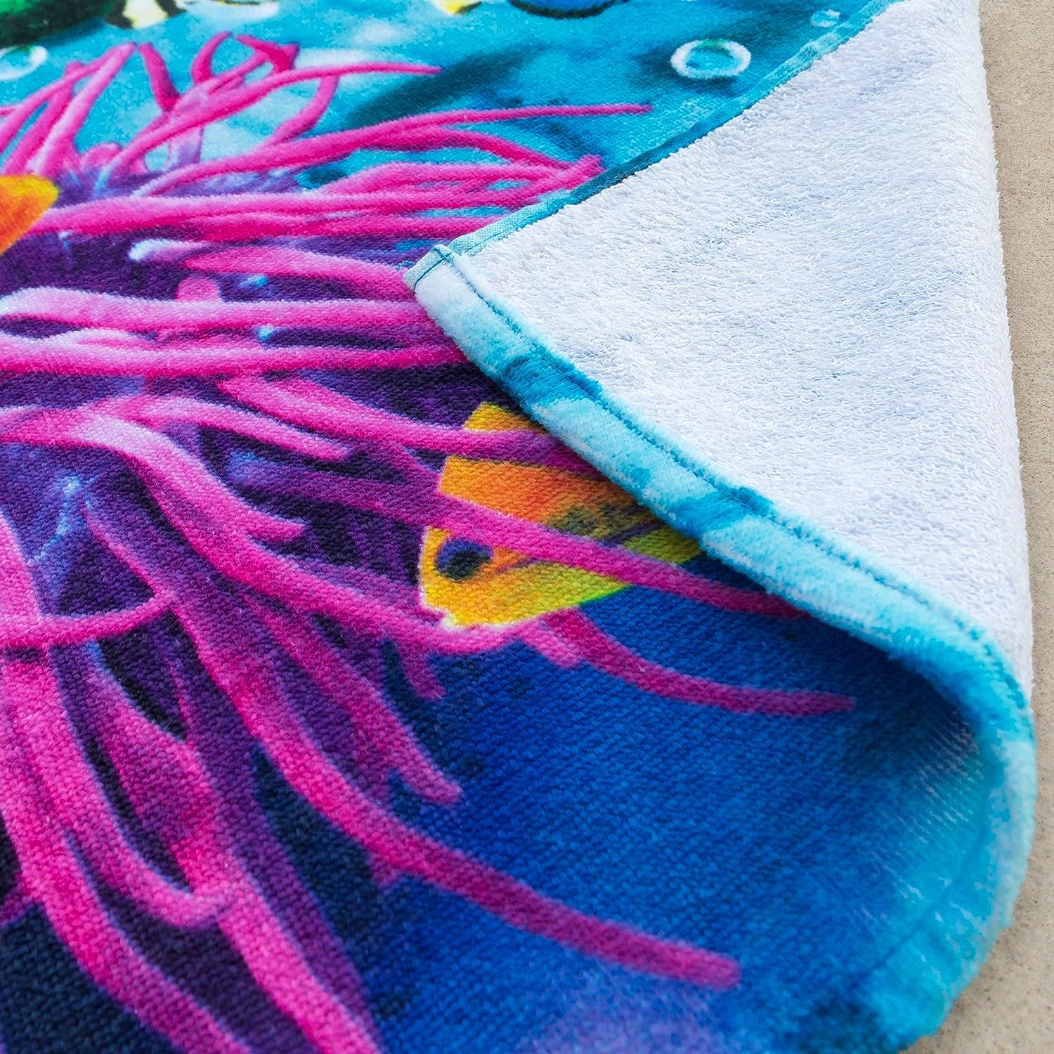 Softerry Tropical Island Beach Towel 30 x 60 inch 100% Cotton Coral Reef and Fishes - Image 3