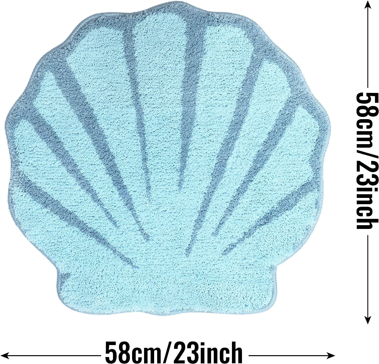 UNIBATH Seashell Bathroom Rugs and Mat Cute Beach Bath Mat for Kids Cartoon Sea Bathroom Decor Aqua Blue Bath Rugs Plush