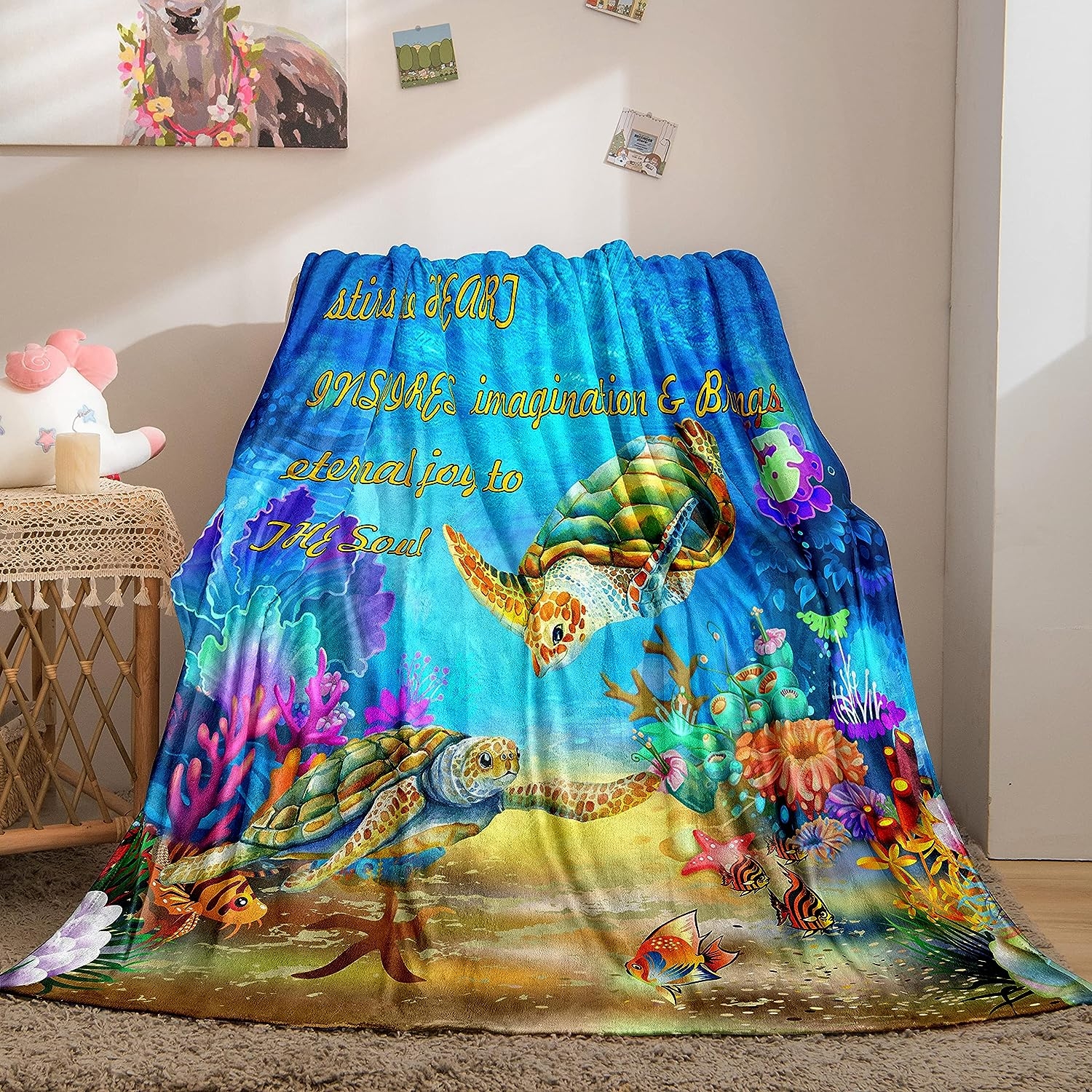 TONG XIAN Ocean Blanket,All Season Lightweight Plush and Warm Home Cozy Portable Fuzzy Throw Blankets for Couch Bed Sofa,Sea