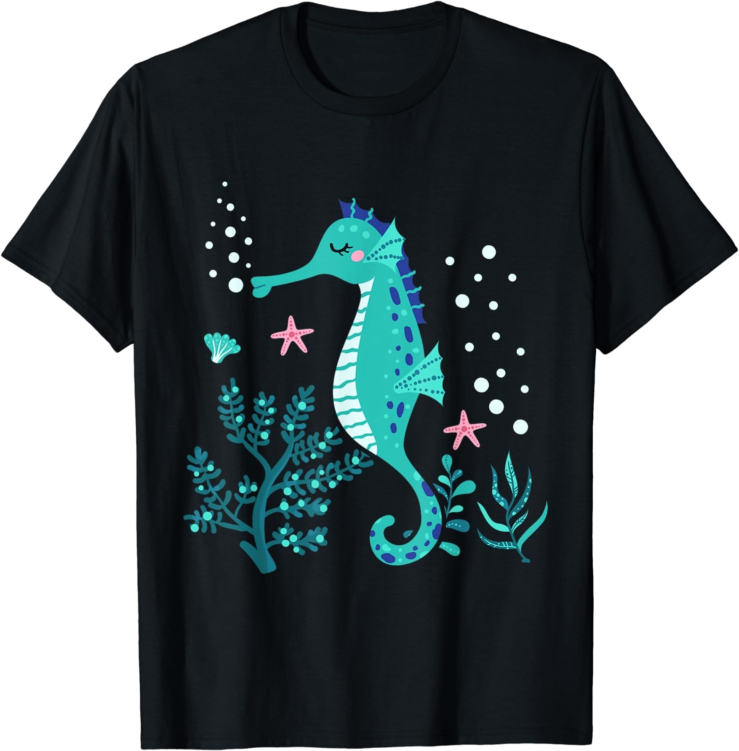 Aquarium Animal Kids Gift Cute Seahorse T-Shirt - Image 43