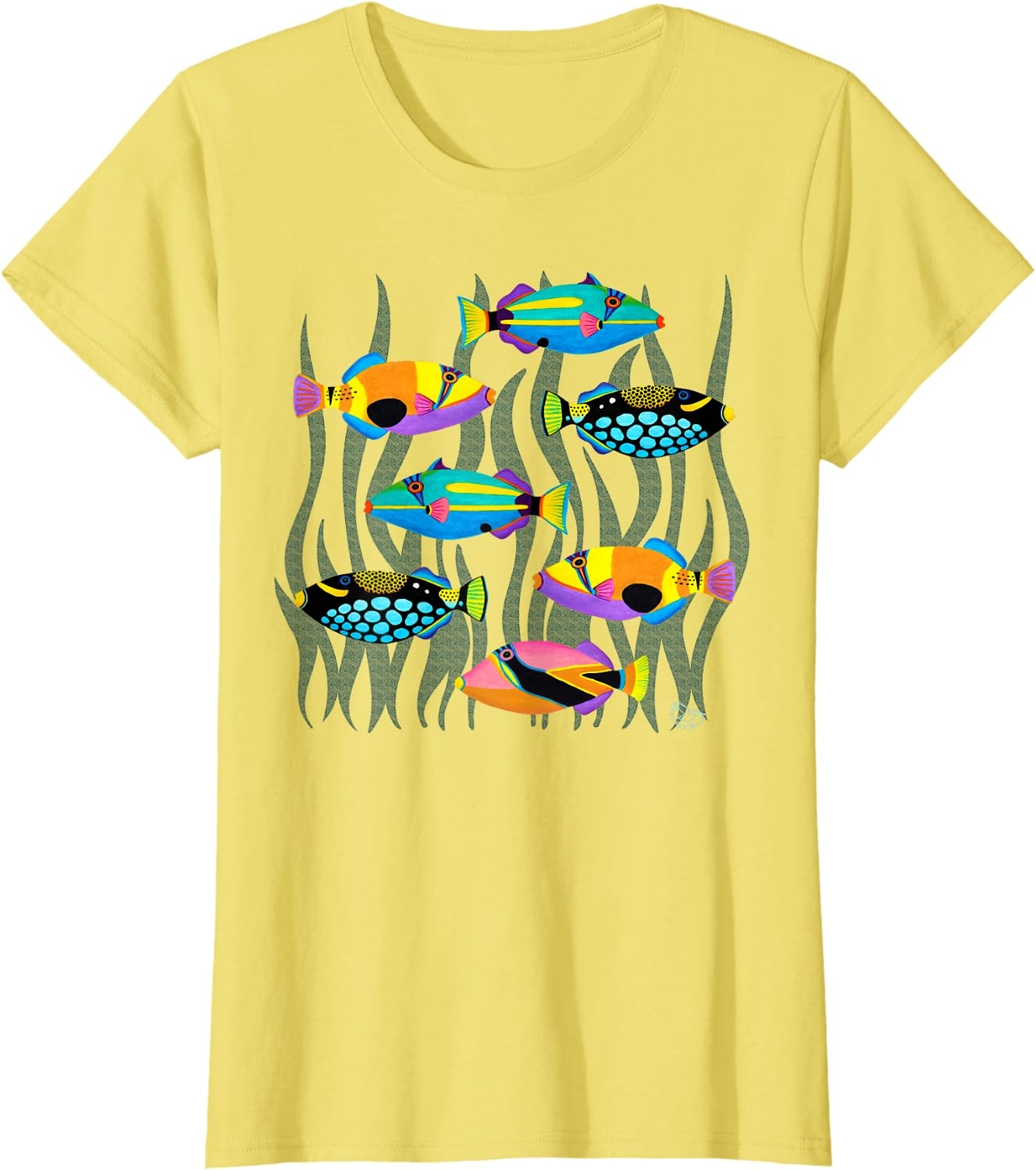 Hawaiian Triggerfish Coral Reef Tropical Fish T-Shirt - Image 4