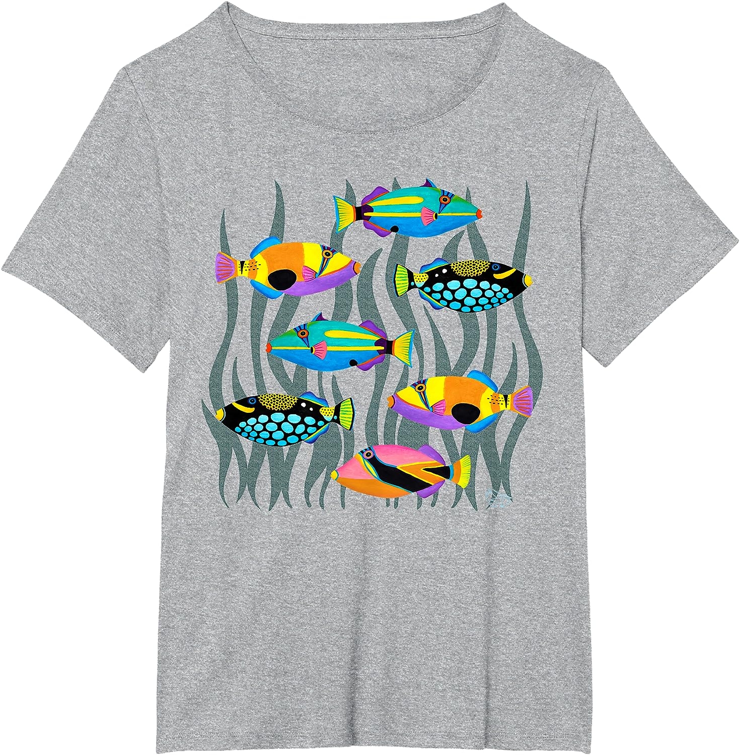 Hawaiian Triggerfish Coral Reef Tropical Fish T-Shirt - Image 8
