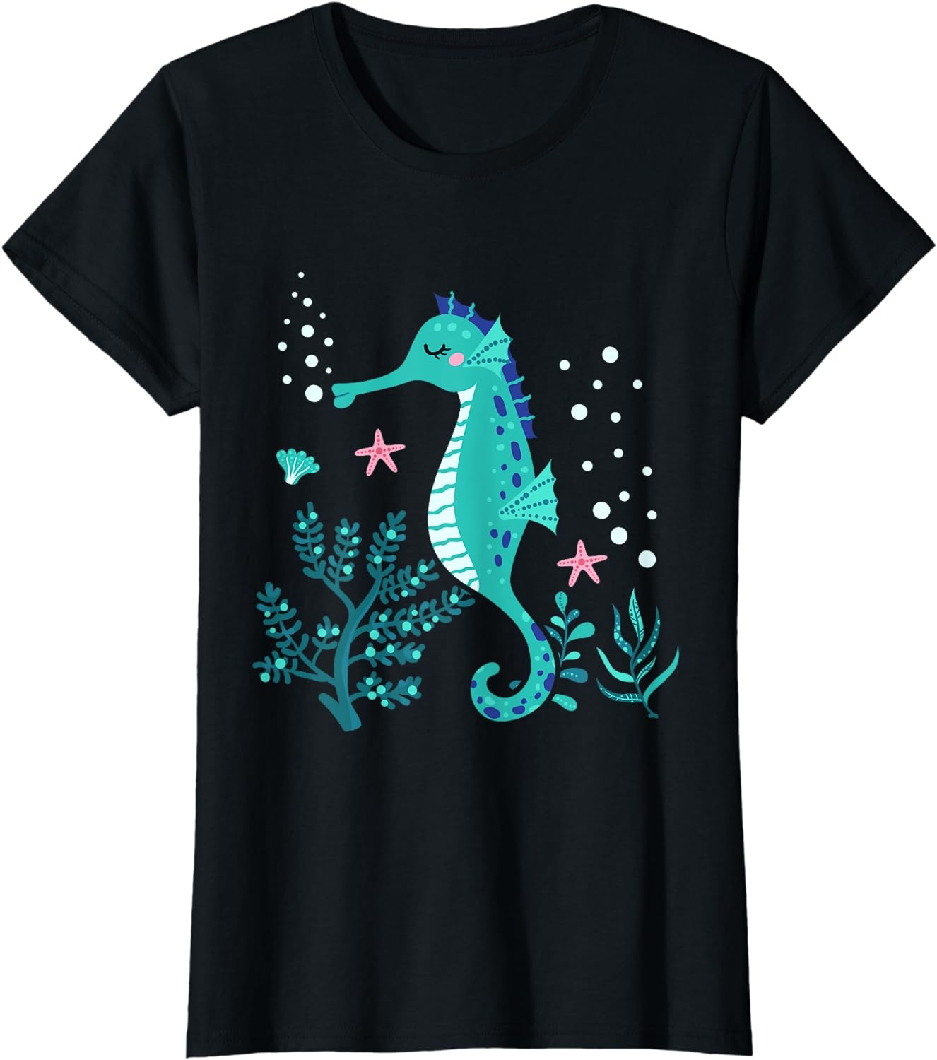 Aquarium Animal Kids Gift Cute Seahorse T-Shirt - Image 40