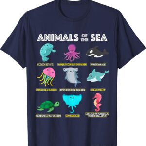Animals Of The World Sea Creatures Funny Ocean Humor Meme T-Shirt