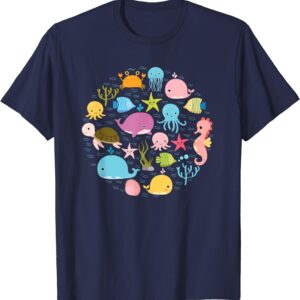 Sea Animal Tshirt - Cute Ocean Shirt With Fish For Summer