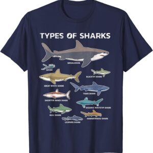 9 Types Of Sharks T-Shirt Educational Colorful Ocean Tee T-Shirt