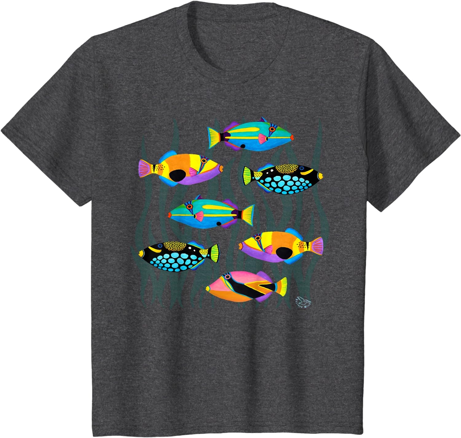 Hawaiian Triggerfish Coral Reef Tropical Fish T-Shirt - Image 11