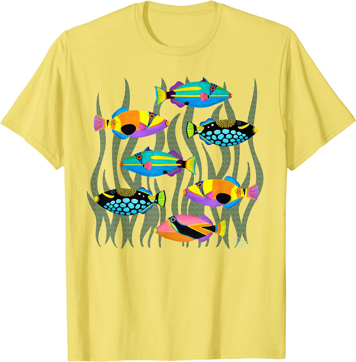 Hawaiian Triggerfish Coral Reef Tropical Fish T-Shirt - Image 21