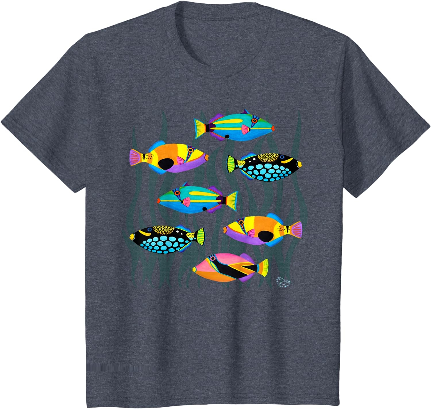 Hawaiian Triggerfish Coral Reef Tropical Fish T-Shirt - Image 17