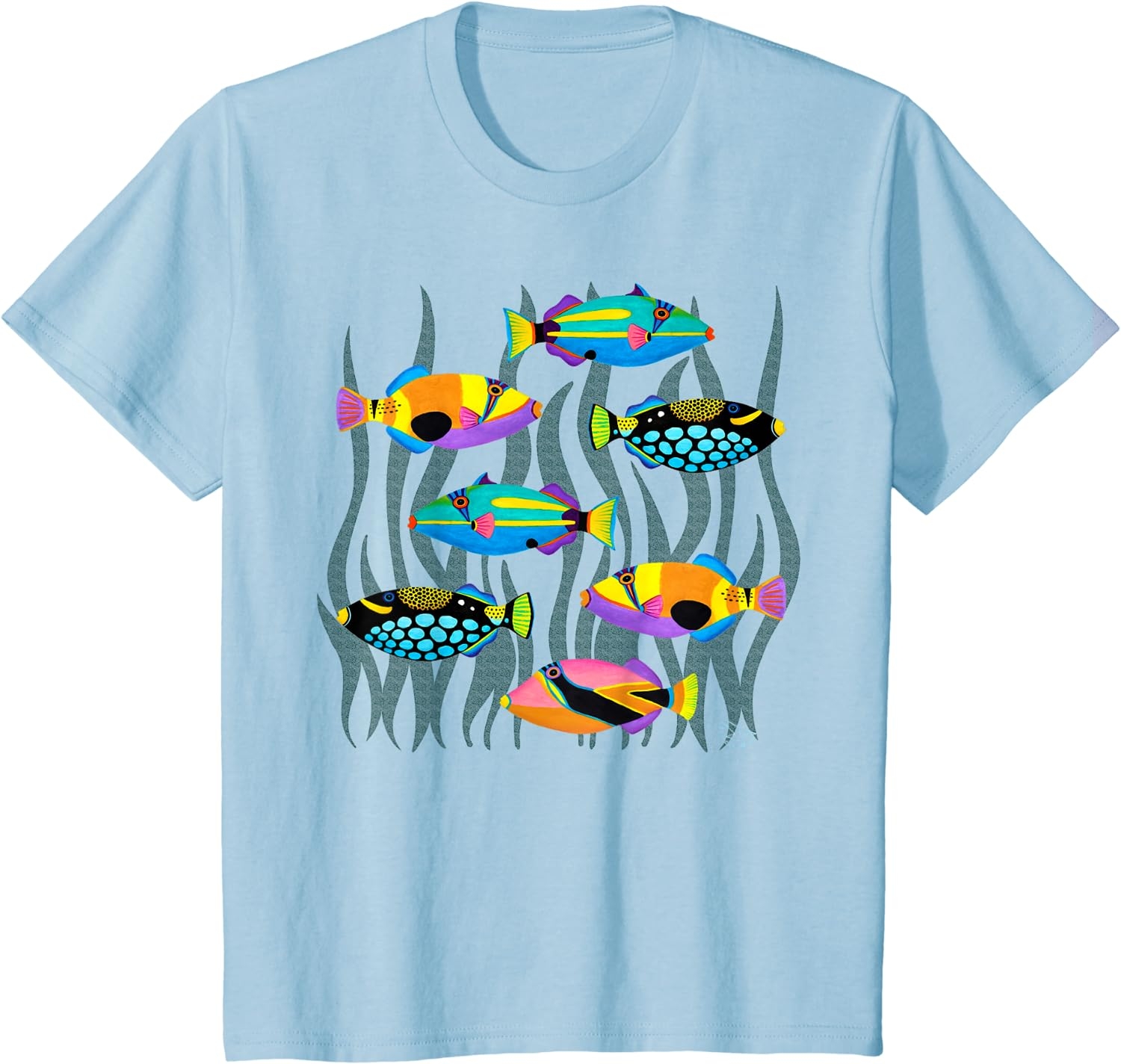 Hawaiian Triggerfish Coral Reef Tropical Fish T-Shirt - Image 19