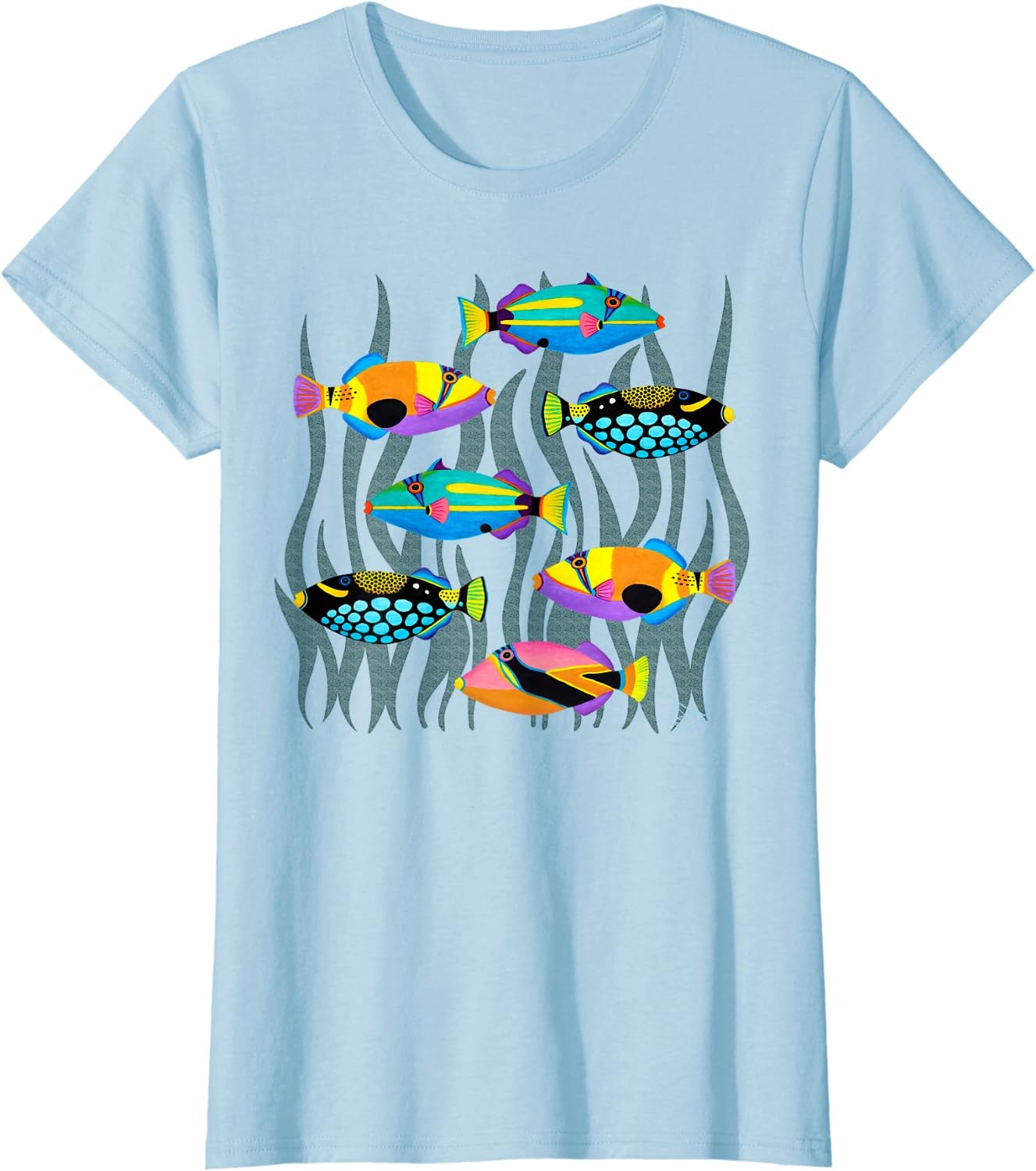Hawaiian Triggerfish Coral Reef Tropical Fish T-Shirt - Image 7