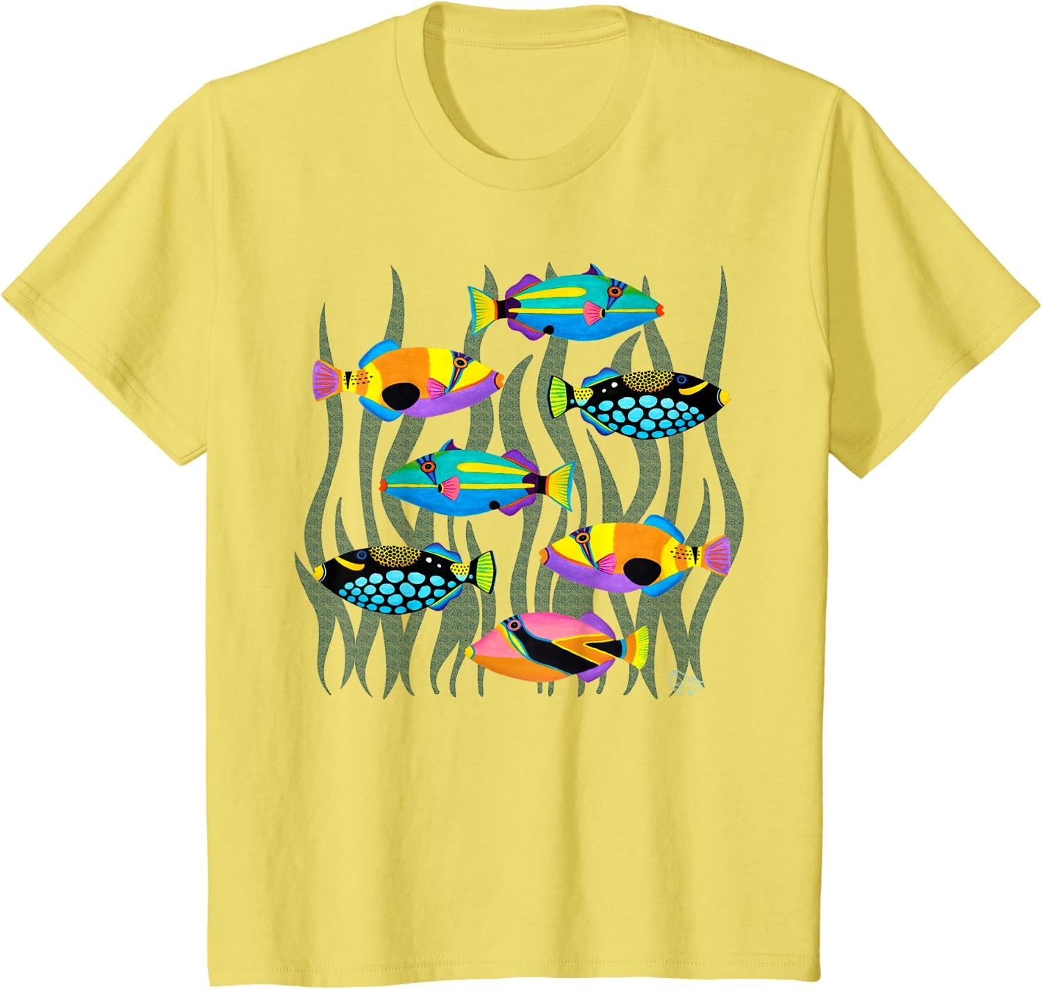 Hawaiian Triggerfish Coral Reef Tropical Fish T-Shirt - Image 12
