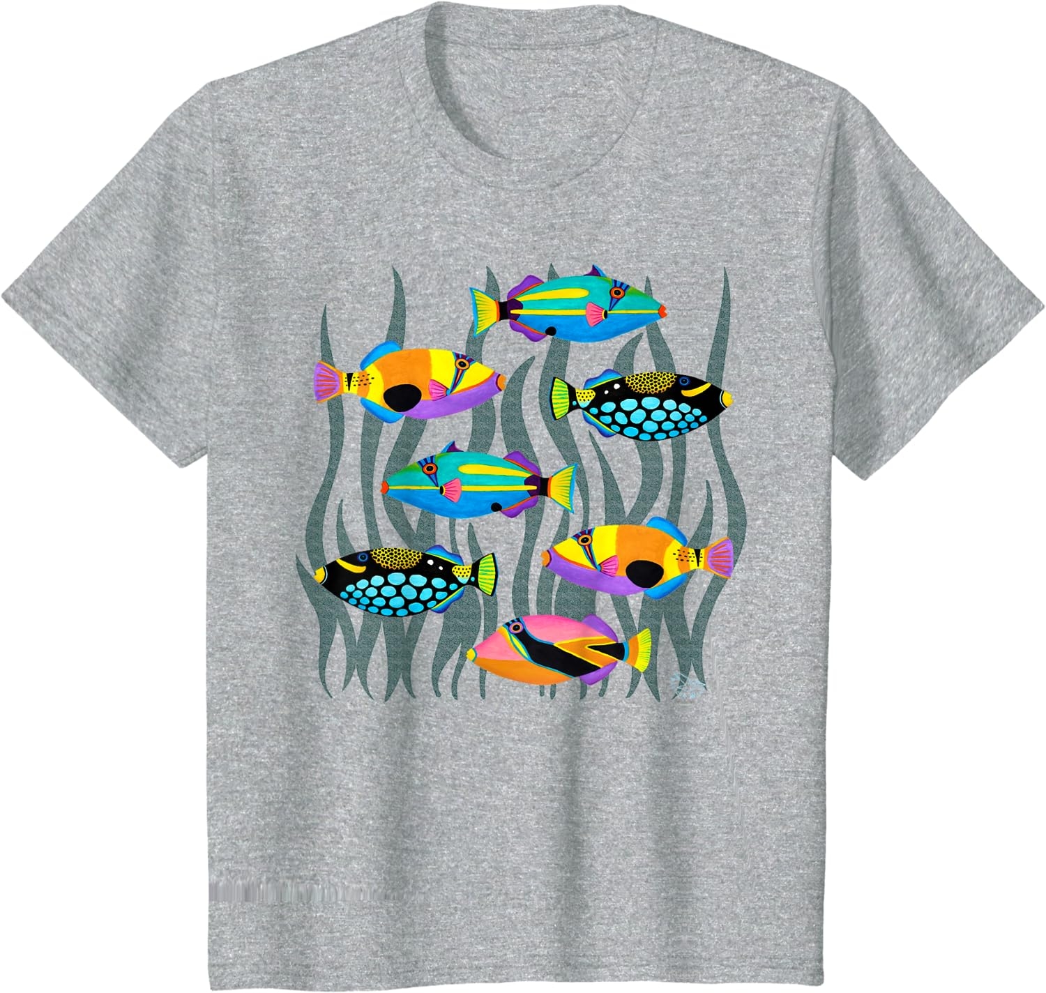 Hawaiian Triggerfish Coral Reef Tropical Fish T-Shirt - Image 16