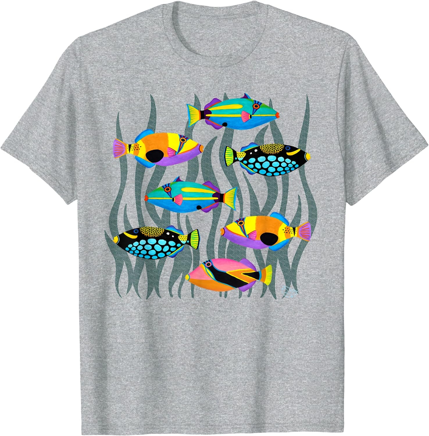 Hawaiian Triggerfish Coral Reef Tropical Fish T-Shirt - Image 10
