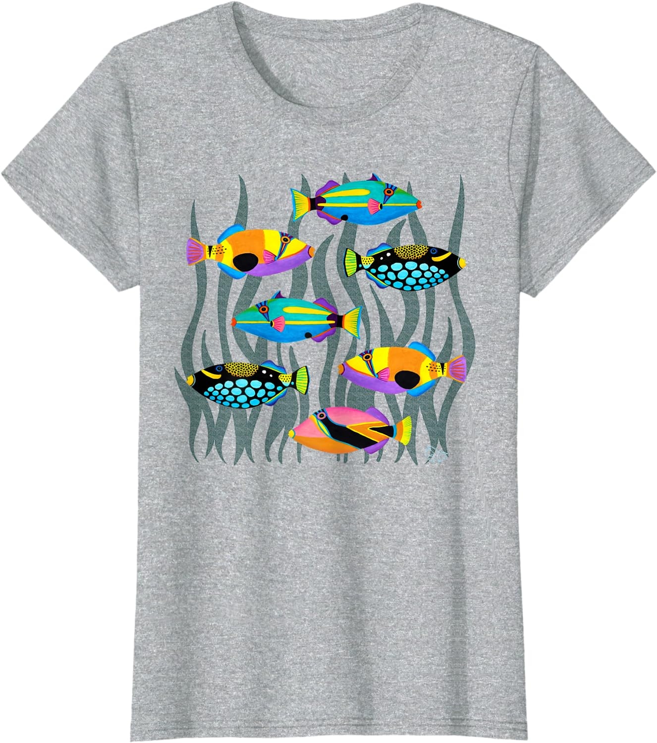 Hawaiian Triggerfish Coral Reef Tropical Fish T-Shirt - Image 5
