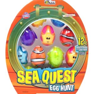 Sea Quest Fish Shaped Candy Filled Easter Eggs with Smarties and Dubble Bubble Gum Easter Basket Stuffers, 12 Count, 2.1 Ounce
