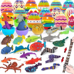 18pcs Easter Egg Inside Prefilled Rubber Ocean Sea Animal Toy For Squishies Easter Gifts, Easter Basket Stuffers, Easter Hunt,